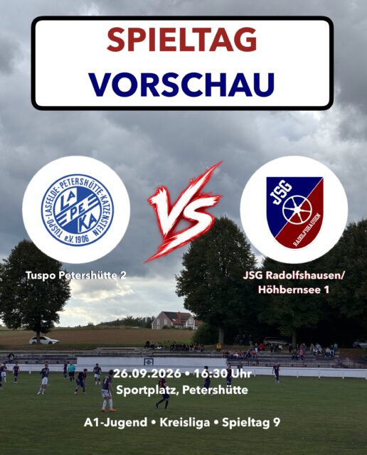 Spieltag Vorschau
🅰️ A1 ist am Samstag um 16:30 Uhr zu Gast in Petershütte🔥
🅱️ B1 ist am Samstag um 16:00 Uhr zu Gast in Einbeck⚽️
C. C1 ist am Sonntag um 11:30 Uhr zu Gast bei SV Ruhme Oder 🏟️
#landolfshausen #seulingen #jsgradolfshausen #nachwuchs